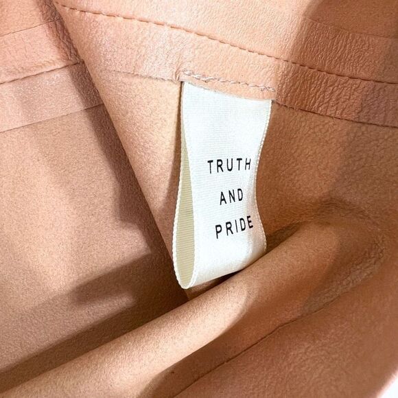 Truth and Pride Shirt Womens XS Blush Peach Leather Back Zip T-Shirt Style - Picture 6 of 9